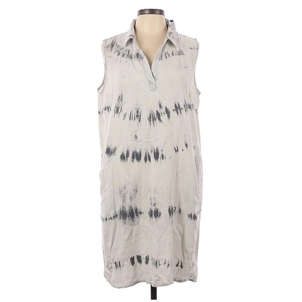 Velvet Heart 100% Tencel Grey Blue Tie-dyed Casual Dress Size L